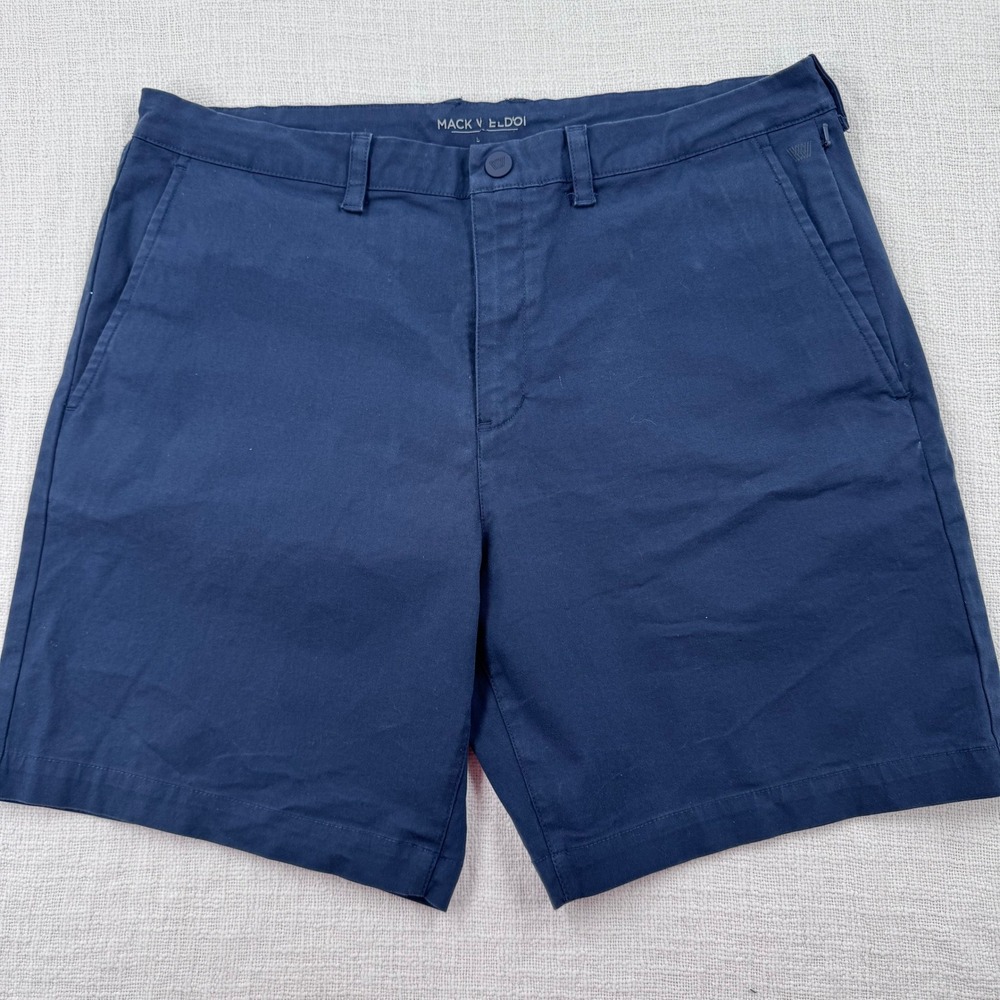 Mack Weldon Maverick Tech Chino Short Men 34 Navy Blue Stretch Cotton Blend Golf